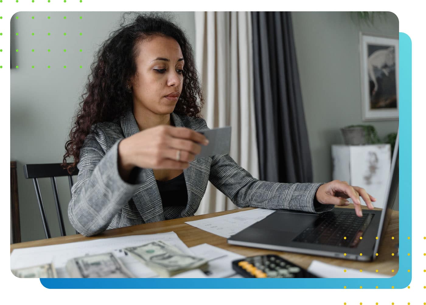 A woman pressing a laptop 